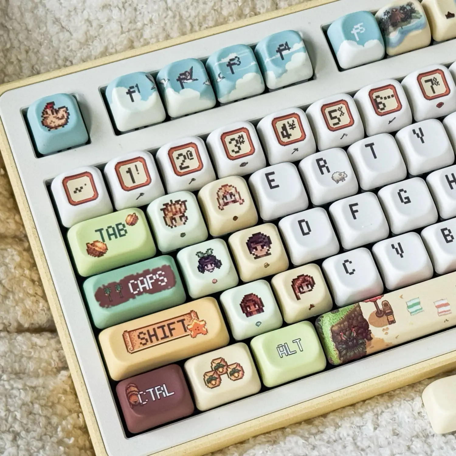 Teclas estilo píxel de 137 teclas, bonitas tapas de teclado, bonitas teclas de juego de perfil PBT Chreey para accesorios de teclado mecánico ANSI - imagen 2