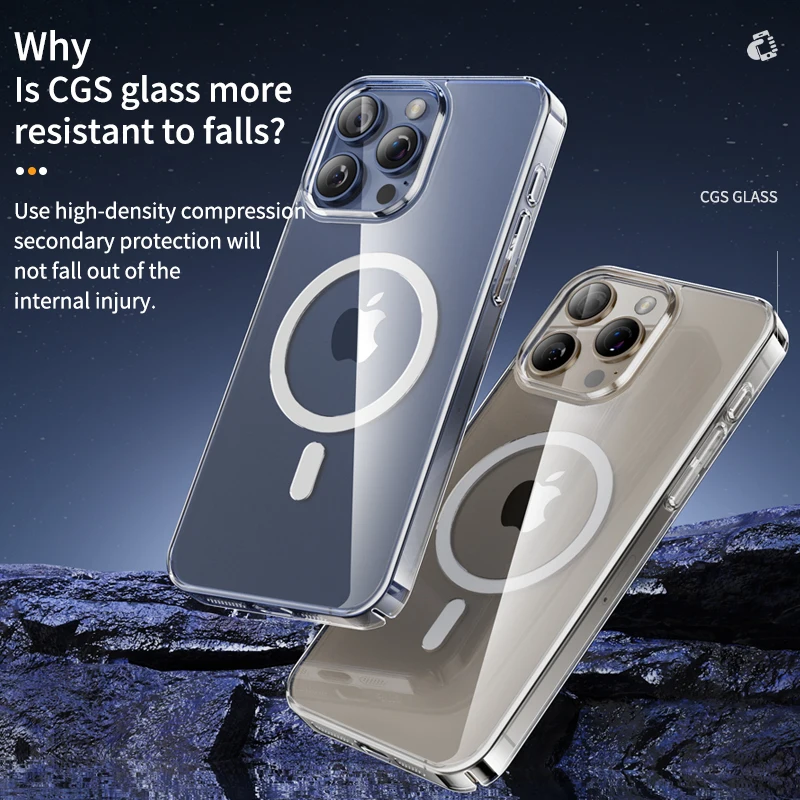 Funda de carga inalámbrica Magsafe de vidrio templado transparente para iPhone 15 14 Pro Max 15 14 Plus, funda dura de parachoques para PC sin amarillento - imagen 3