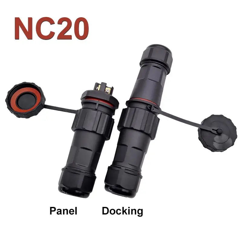 NC20 enchufe de aviación impermeable sin soldadura 2/3/4/5 pines enchufe de conexión de tornillo macho hembra conector de acoplamiento Panel tuerca trasera IP67