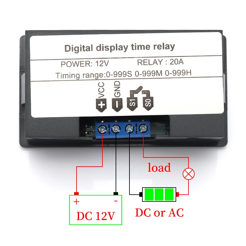 Relé de retardo de tiempo Digital, interruptor de Control de temporizador de ciclo con pantalla LED, ajustable, CA 110V, 220V, cc 12V - imagen 5