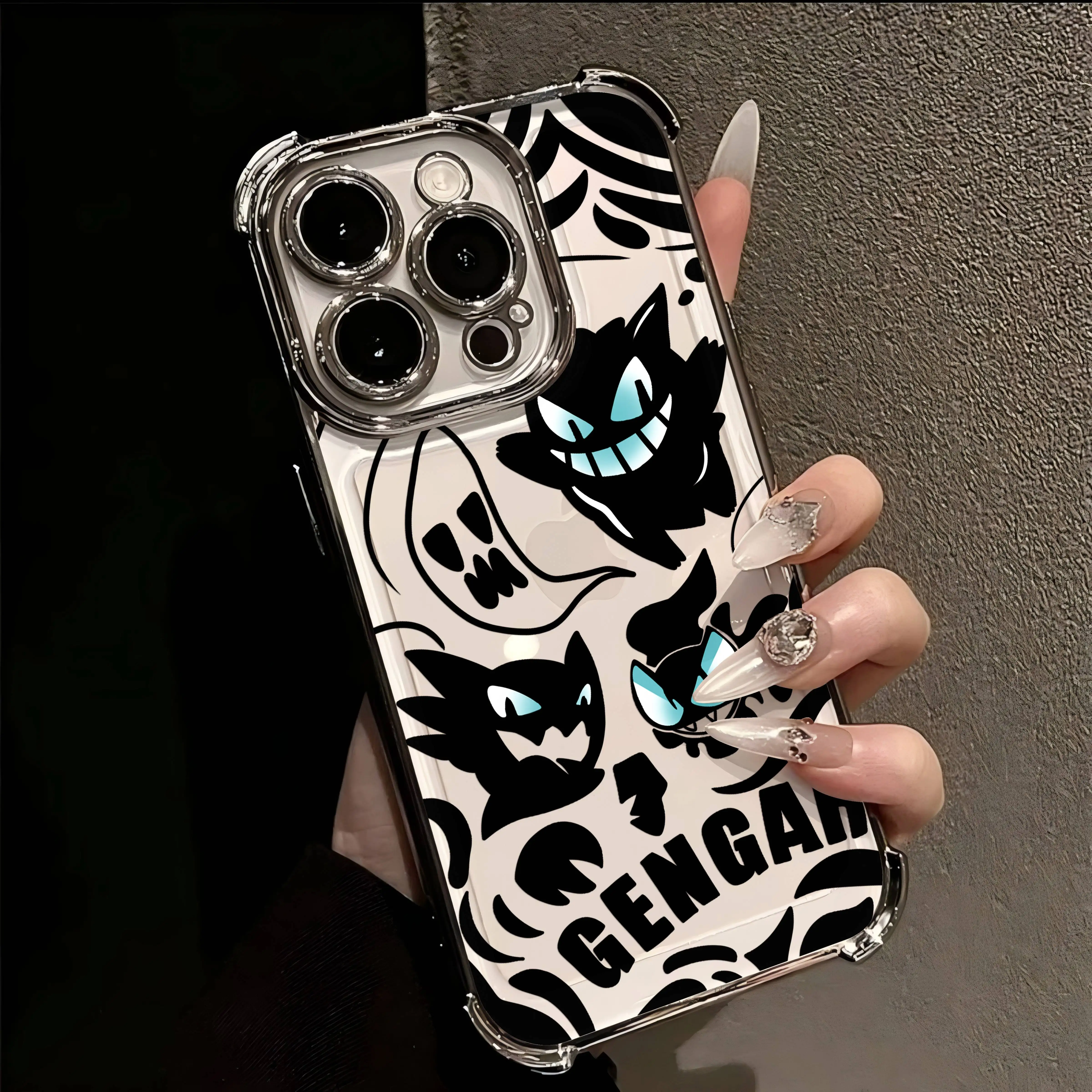 Anime Charmanders Gengars funda chapada en caliente para IPhone 16 15 14 13 12 11 Pro Max X XR XSMax 7 8 Plus cubierta anticaída a prueba de golpes