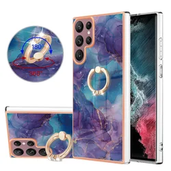 Funda Samsung Galaxy con soporte anillo mármol antigolpes giratorio