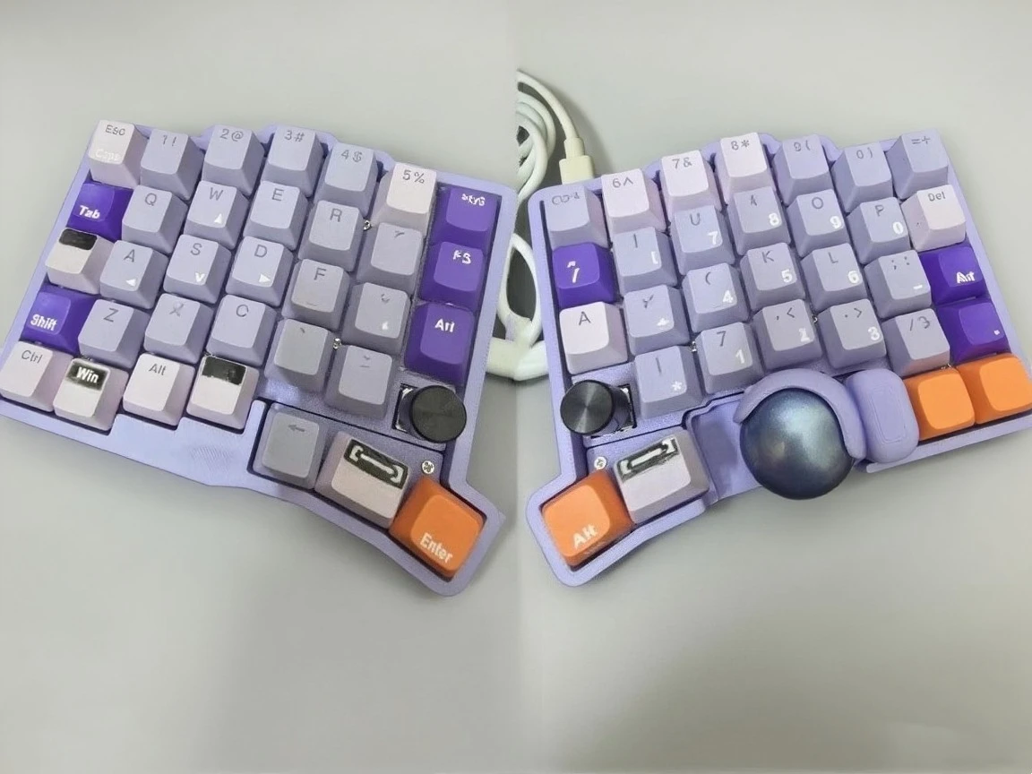 Kit de teclado dividido Trackball 39/44/47/59 3D BT/fial con cable/clavador ergonómico para juegos intercambiable en caliente RGB personalizado zmk con pantalla/Trackball - imagen 2