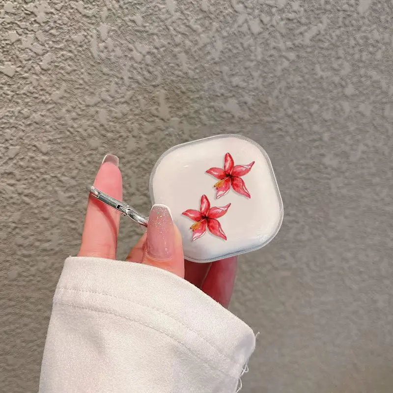 Funda transparente de flores para Samsung GalaxyBuds FE Buds2 Pro Buds Live Pro 2, funda de carga para Buds FE, funda dura transparente para PC - imagen 5