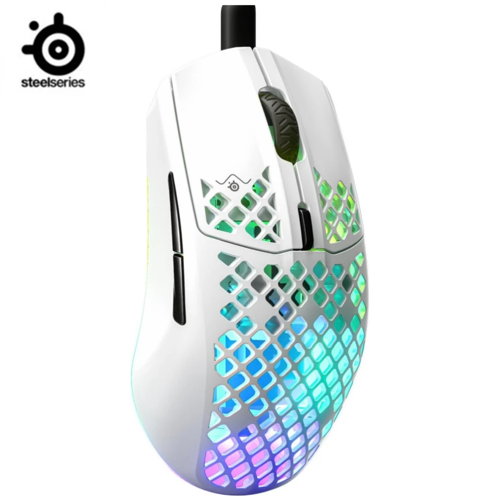 SteelSeries Aerox 3 - Ratón para juegos Holey RGB - Diseño ultraligero resistente al agua - Sensor óptico TrueMove Core de 8.500 DPI