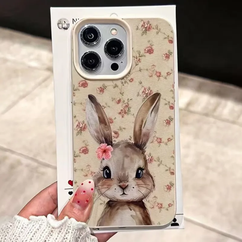 Funda de teléfono con diseño de conejo Floral Retro para Samsung Galaxy S25 S24 FE S23 Ultra S22 Plus A16 A15 A26 A36 A55 A54 A56 - imagen 2