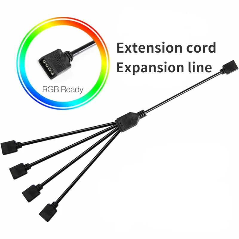 Adaptador de Cable de extensión ARGB de 5V y 3 pines, 30cm, 1 a 1, 2, 3, 4, 5, 12v, 4 pines, Cable divisor RGB para MSI A SUS ASRock AURA LED