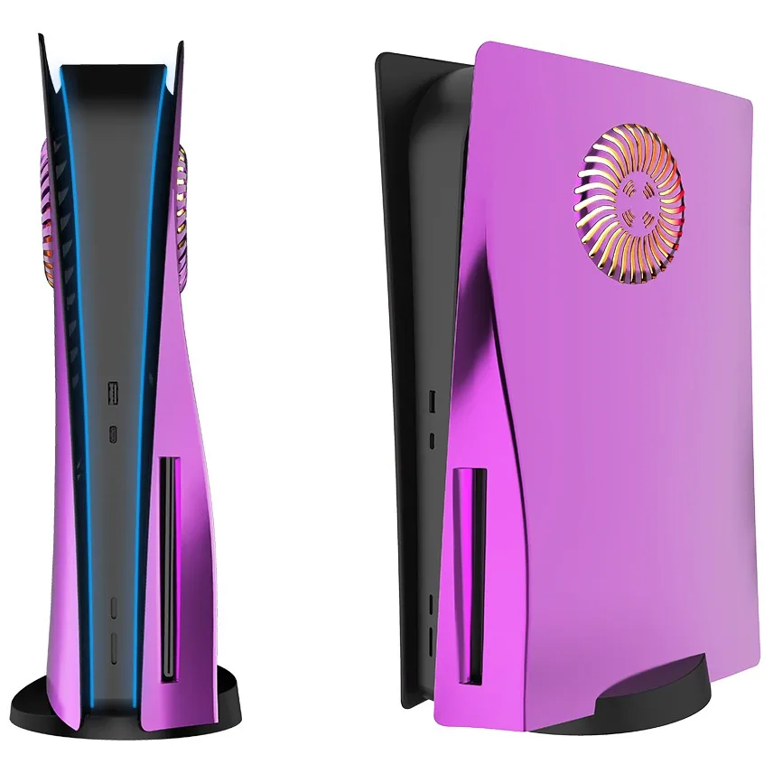 Accesorios para placas PS5 con tira de luz LED RGB, cubierta de consola, carcasa de placa frontal con rejillas de ventilación de refrigeración para galvanoplastia de disco PS5 - imagen 4