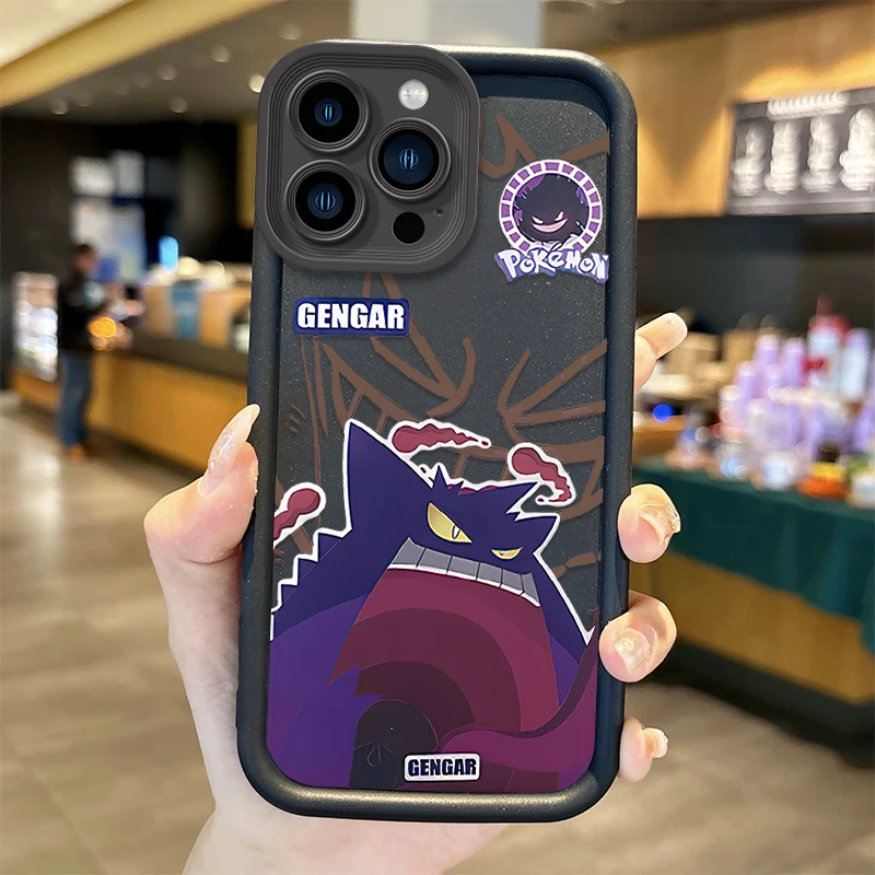 Bonita funda de teléfono de dibujos animados de Pokémon Gengar para iPhone, 16, 15, 14, 13, 12, 11 Pro Max, 16, 15, 14, 8, 7 Plus, X, XS Max, 8, 7, TPU, a prueba de golpes - imagen 3