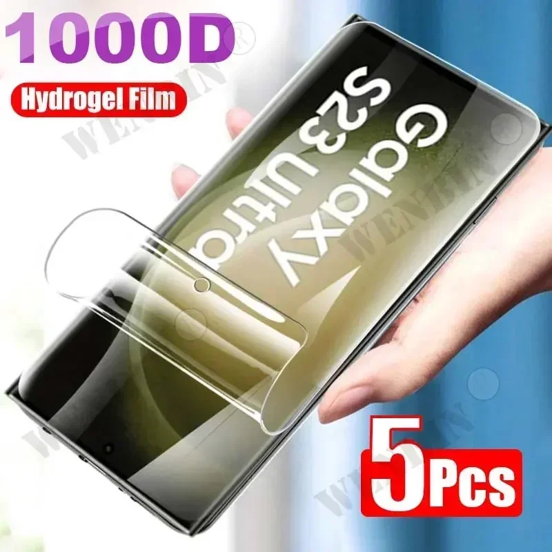 Película de hidrogel para Samsung S26 25 S24 Ultra S23 S22 Ultra Plus FE, Protector de pantalla de cubierta completa para Samsung A56 A36 A15 A16 5G, 5 uds. - imagen 2
