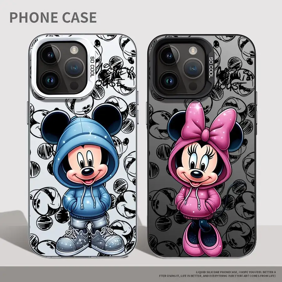 Funda de teléfono con cubierta suave de dibujos animados de Minnie Mickey de Disney para iPhone 11 12 13 Pro Max 14 15 16 Plus 16e