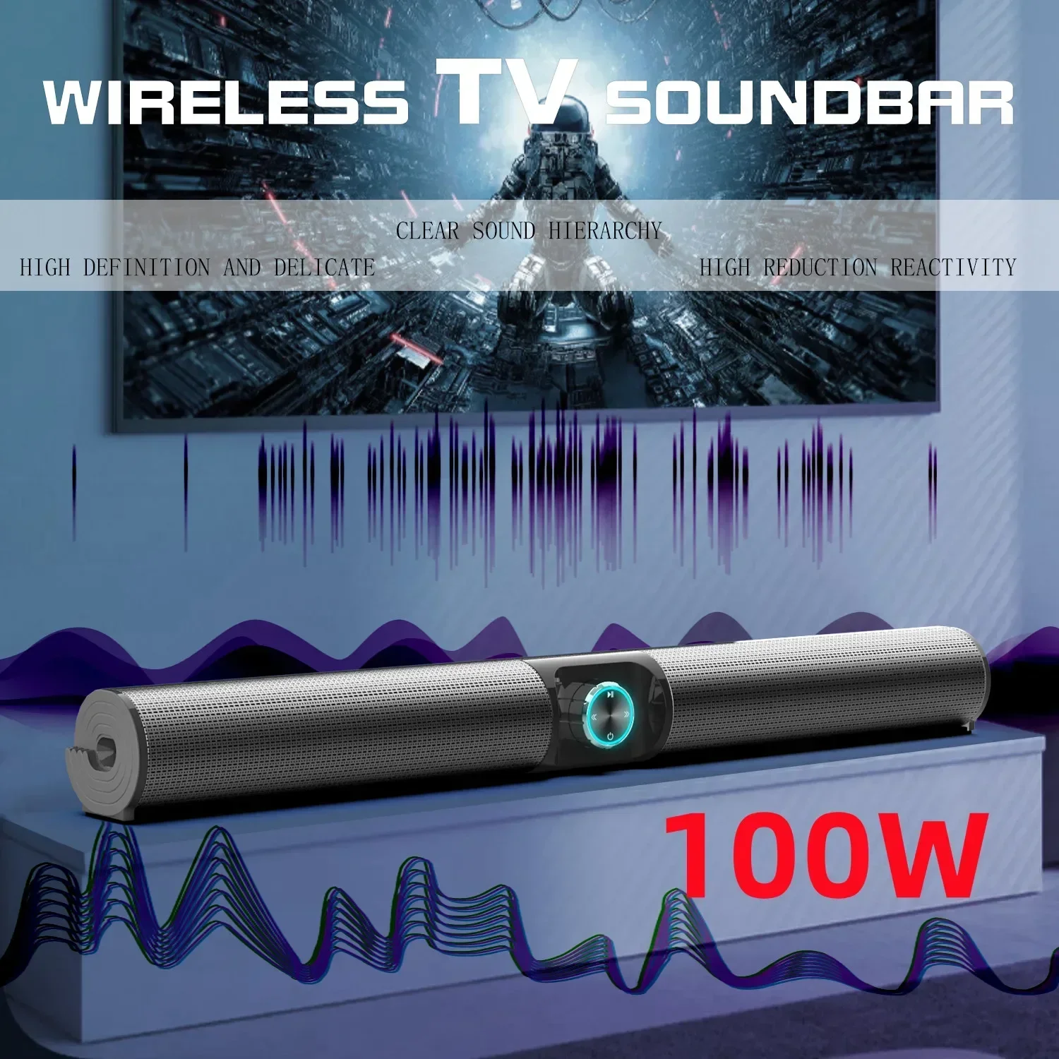 BS-55 100W altavoces inalámbricos Bluetooth para ordenador portátil al aire libre HomeTheater Surround Radio FM TV Soundbar compatible con USB Coaxial - imagen 3