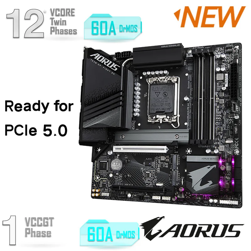 Gigabyte-placa base Z790M AORUS ELITE AX LGA 1700, Combo i5 13600K LGA 1700, Kit de procesador Intel Z790, placa base DDR5 13600K CPU - imagen 5