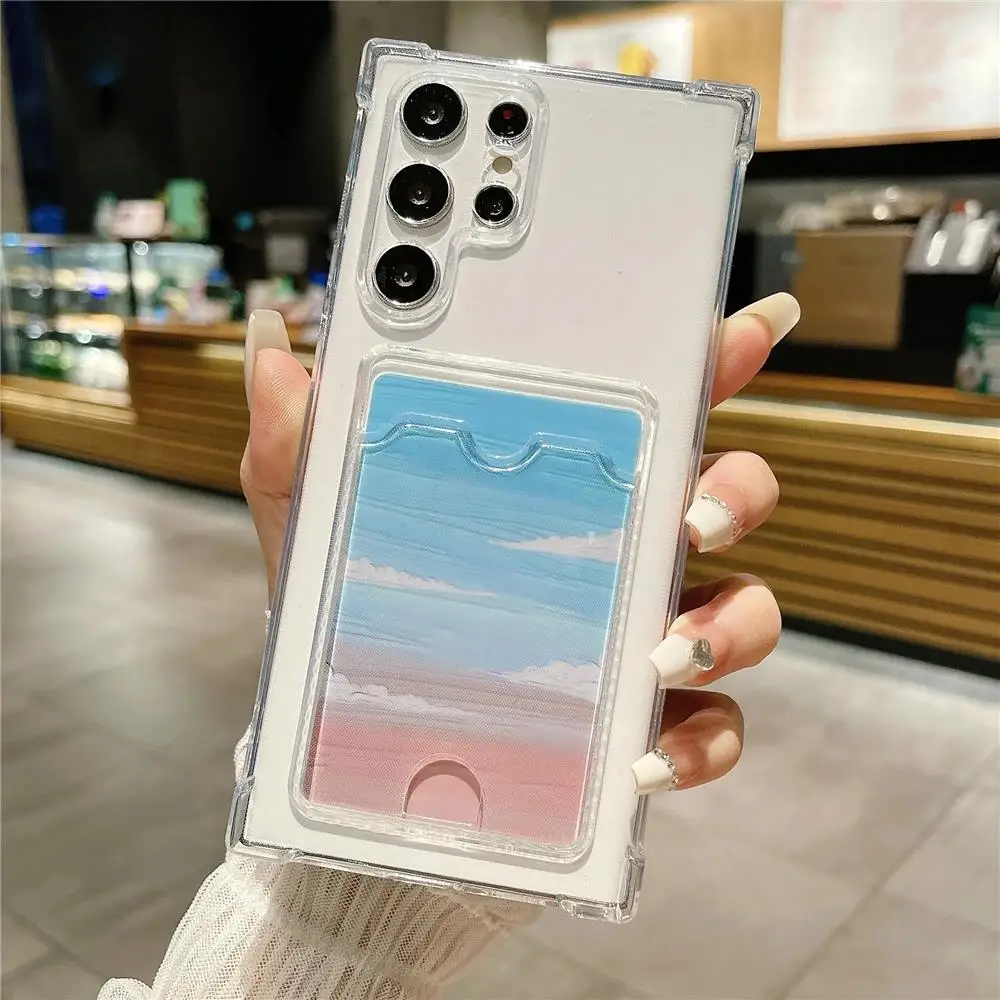 Funda tipo billetera de TPU suave transparente a prueba de golpes para Samsung Galaxy para Samsung S25 S24 S23 S22 S21 Ultra Plus S20 FE tarjetero de bolsillo