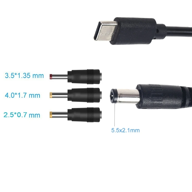 USB tipo C a 2,5x0,7mm, 3,5x1,35mm, 4,0x1,7mm, cable de alimentación con voltajes ajustables para enrutadores LED, 5,5x2,1mm,5V, 9V, 12V, 15V, 20V - imagen 5