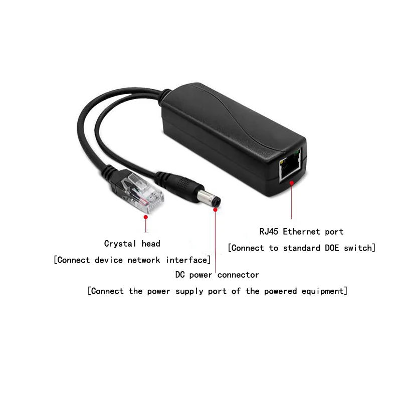 Divisor PoE de 48V a 5V/12V, 5v POE, Micro USB tpye-C, fuente de alimentación CC sobre Ethernet, divisor POE activo tpye-C para Raspberry Pi - imagen 3