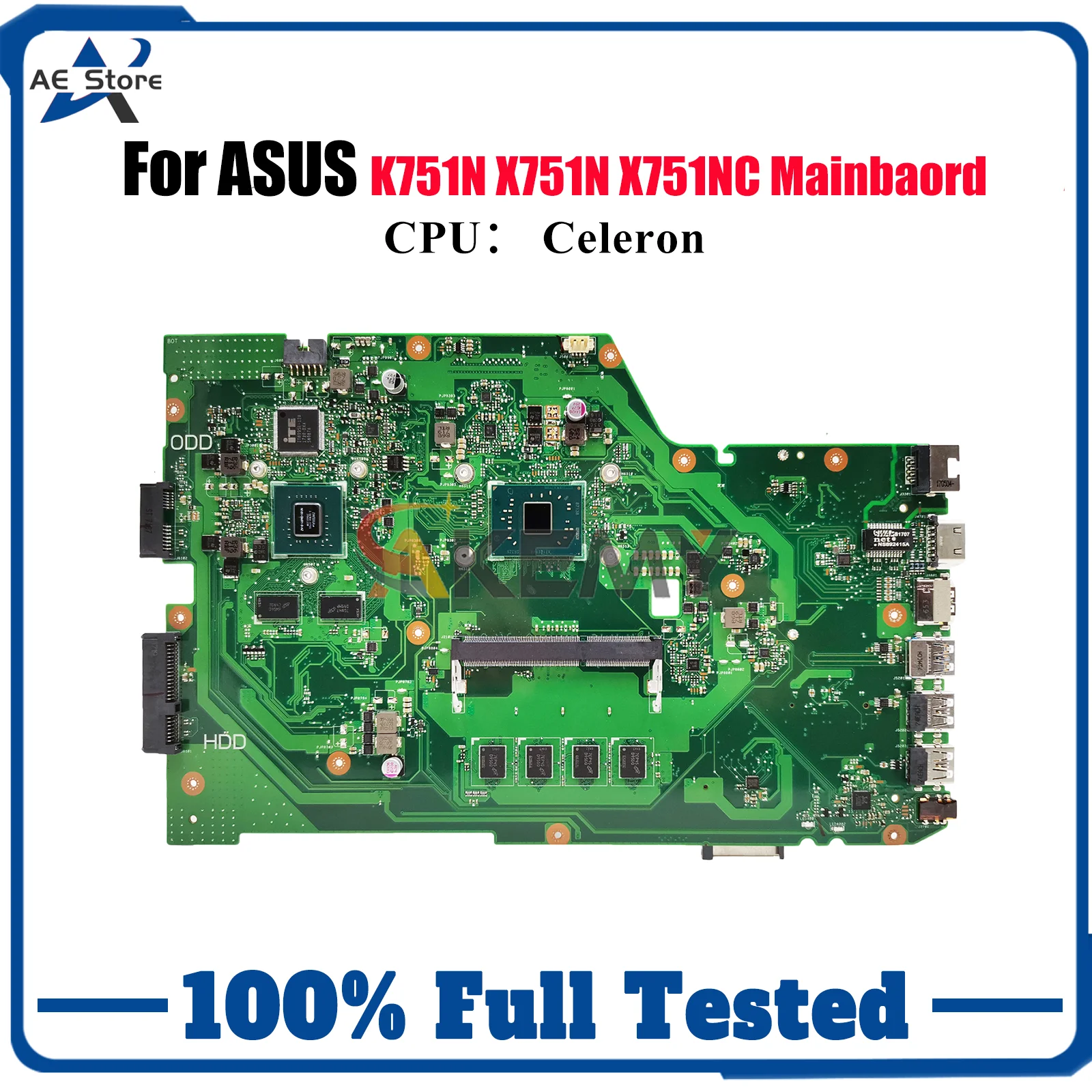 Placa base para ordenador portátil X751NV para ASUS VivoBook X751N K751N X751NC X751NA X751NV placa base para portátil con CPU Celeron 106% pruebas OK