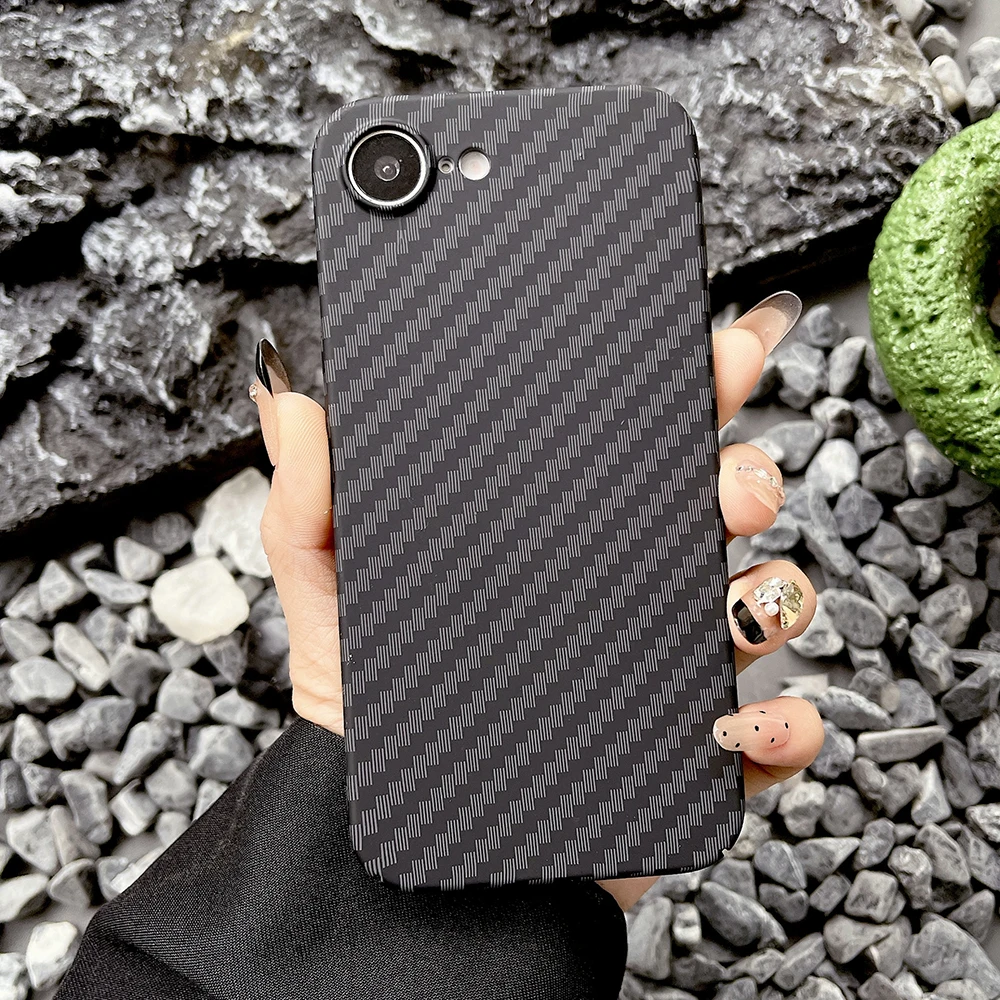 Funda para iPhone 16E PC con textura de fibra de carbono, funda dura mate para iPhone 16E, parachoques ultrafino a prueba de golpes - imagen 3