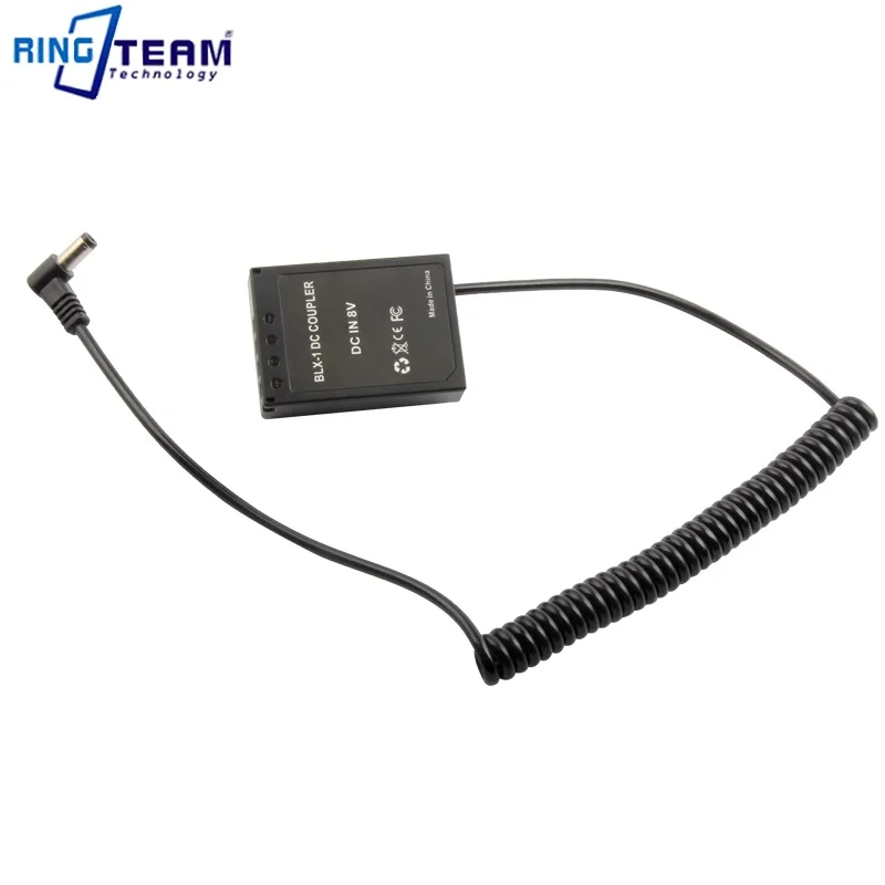 Cable en espiral de ángulo recto para cámara Olympus OM1, Cable macho de 5,5mm x 2,5mm, cabezal BLX 1 acoplador de CC, batería simulada BLX1 para cámara Micro SLR BLX-1 - imagen 4