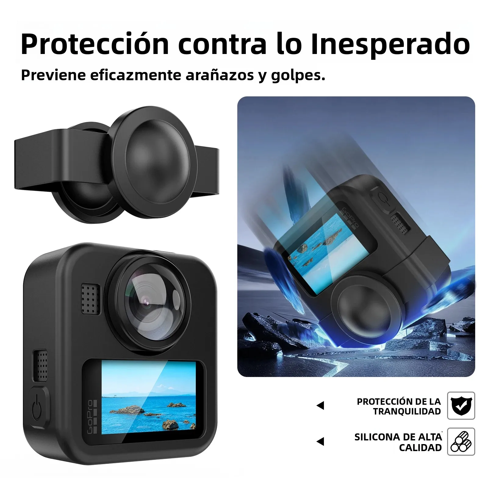 Funda de silicona para GoPro MAX 2, Protector de lente y cubierta protectora suave para GoPro MAX2, accesorios de protección de cámara antiarañazos - imagen 2