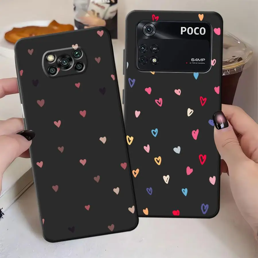 Funda de corazones coloridos para Xiaomi Poco M3 M4 M7 Pro C50 C40 F1 C75 X3 X4 X5 X7 Pro C61 M5 C71 F3 funda de teléfono suave negra - imagen 4