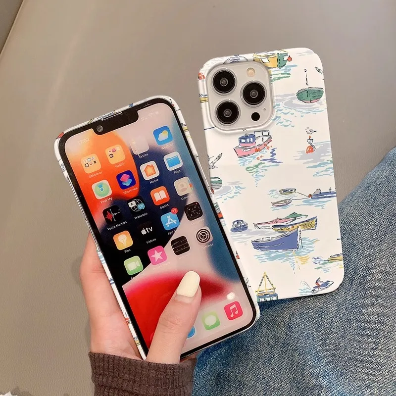 Funda de teléfono con bocetos dibujados a mano para iPhone 16 15 14 13 12 11 Pro Max XS XR XSMax 6 7 8 Plus, cubierta dura HD brillante para PC - imagen 4