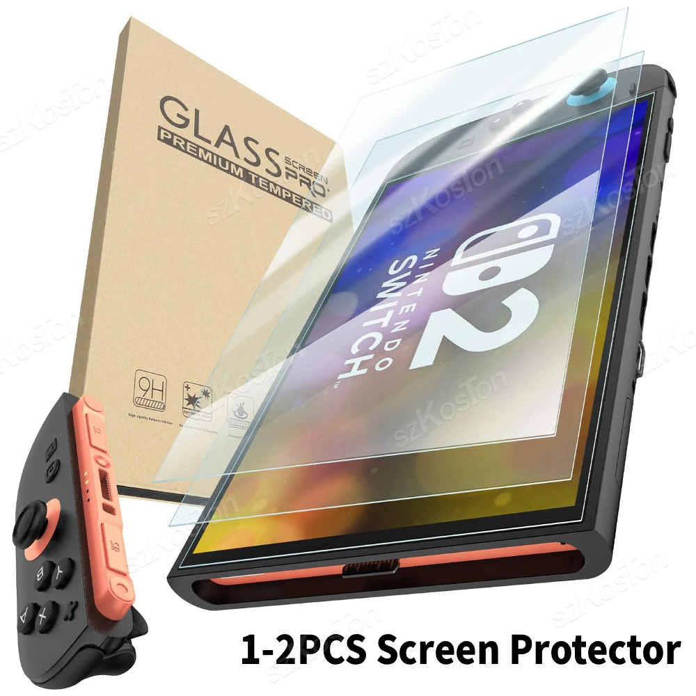 1-2 uds vidrio templado para Switch 2 Protector de pantalla película protectora HD transparente antiarañazos para Switch 2 accesorios de juegos