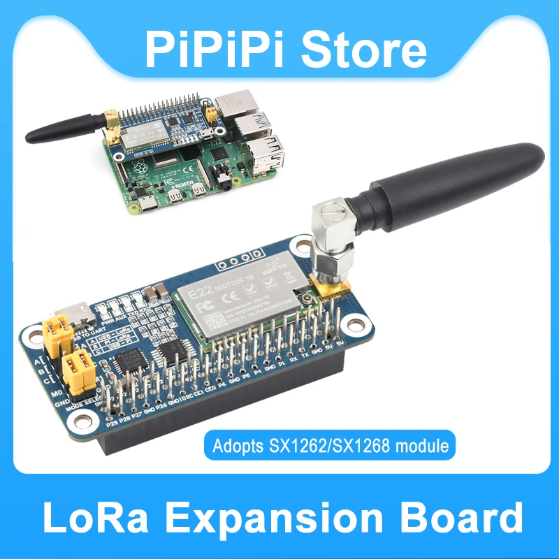Raspberry Pi SX1262 SX1268 LoRa HAT Module 915MHz 868MHz 470MHz 433MHz Frequency Band UART Interface For PI5/4B/3B/Arduino/STM32 - imagen 3
