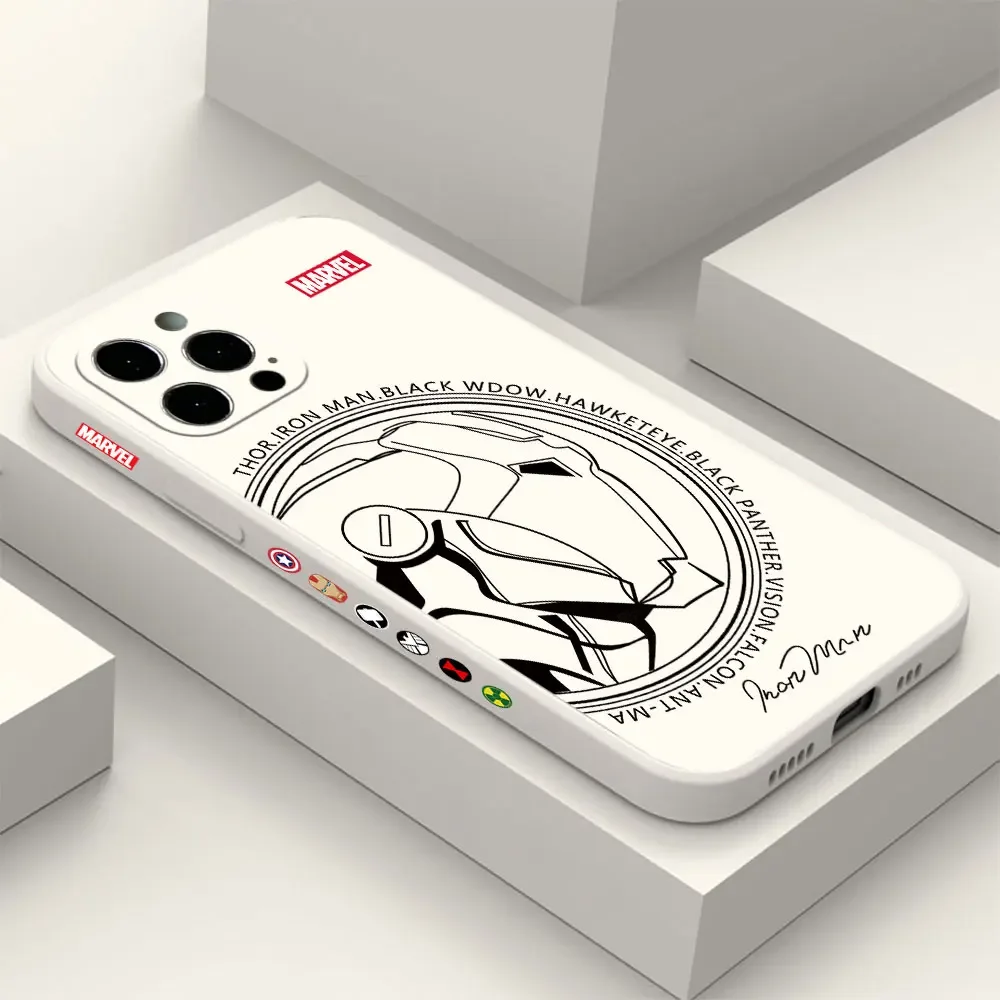 Funda de silicona suave con borde recto para iPhone, carcasa de Iron Man, Capitán América, 16, 15, 14 Plus, 13, 12 Mini, 11 Pro Max, X, Xs, XR, 7, 8 - imagen 2