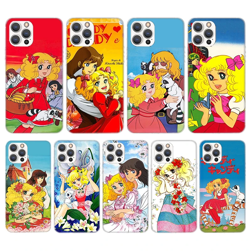 Candy 90s Anime funda de teléfono de silicona para iPhone 17 16E 15 Pro Max 14 Plus 11 13 Mini 12 7 8 SE Air 17Pro funda Shell 17 16 16E