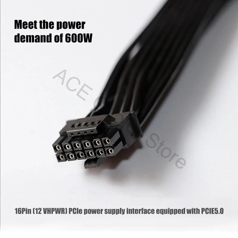 12VHPWR 12Pin PCI-E 5.0 PSU Cable adaptador ATX 3.0 12P+4P 600W o 3090Ti 4080 4090 Tarjeta gráfica - imagen 3