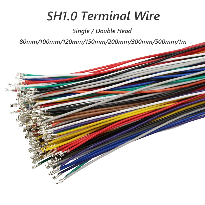 100 Uds JST SH1.0 1,0 MM Terminal Cable electrónico Terminal de prensado sin carcasa 28AWG cabezal simple/doble 100/200/300/500MM - imagen 2