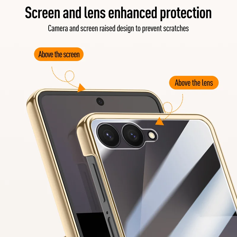 Funda de teléfono con película protectora de pantalla de cuero PU con bisagras de resorte electrochapadas de lujo para Samsung Galaxy Z Flip7 flip 7 cubierta a prueba de golpes - imagen 5