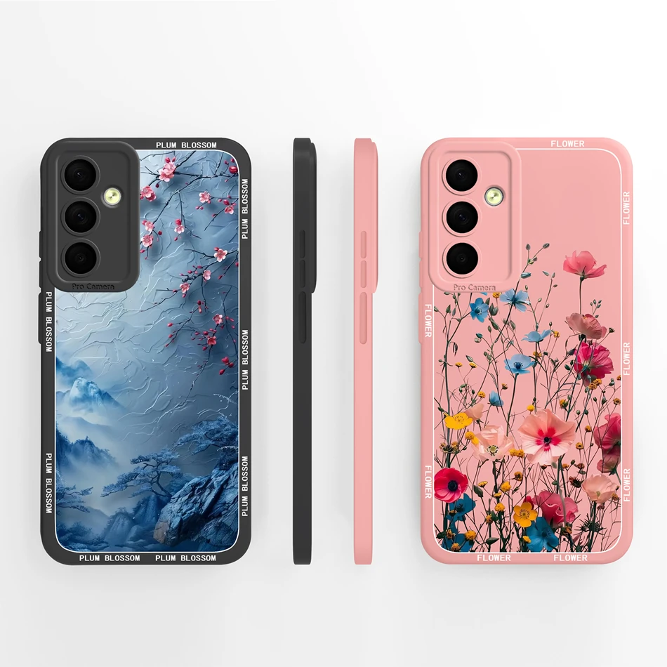 Para Samsung Galaxy M55 C55 F55 M35 5G funda de teléfono lindos patrones de flores de animales suave suave silicona líquida anticaída carcasa duradera - imagen 2