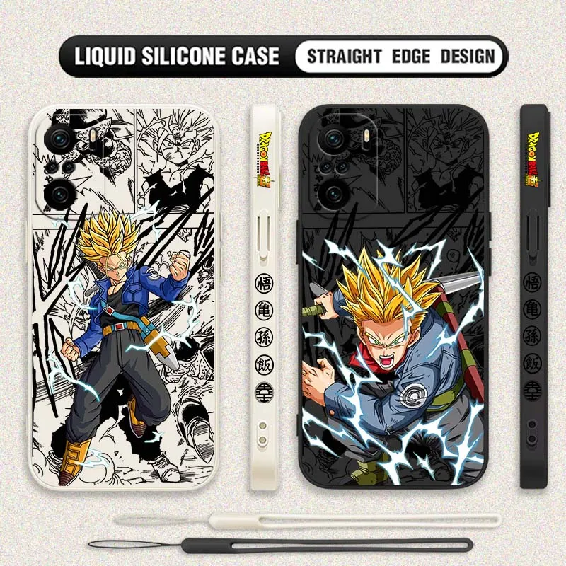 D-Dragon Ball Anime Trunks para Xiaomi Redmi Note 14 13 12 11 10 9 8 Pro Plus 4G 5G cubierta de la caja del teléfono de cuerda izquierda líquida - imagen 2