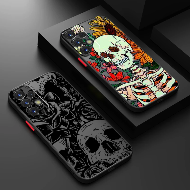S-Skull Cool Art esmerilado translúcido para Samsung Note 20 A35 A03 A54 A31 A22 A34 A14 A24 A04 A55 5G funda de teléfono suave - imagen 2