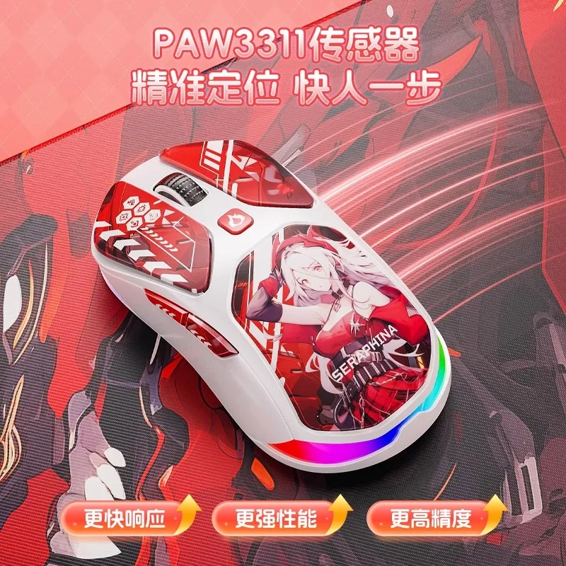 Ratón para juegos de Anime LB-M7, modo Tri, inalámbrico, Bluetooth, PAW3311, ligero, ergonómico, programación Macro, e-sports, accesorio para PC - imagen 5