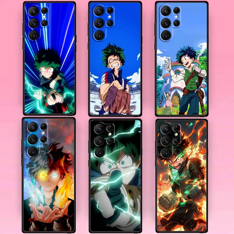Funda trasera negra de película de Anime My Hero Academia para Samsung Galaxy S24, S23, S22, S21, S20 FE, S10, S10E Plus, Ultra Pro Lite, 5G