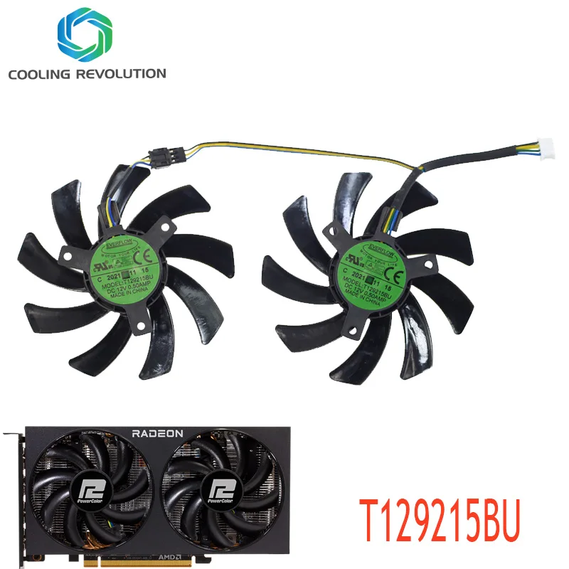 Ventilador de tarjeta gráfica de vídeo, accesorio para PowerColor RADEON RX6650 RX6600XT RX6700 RX6700XT, 87MM, T129215BU - imagen 2