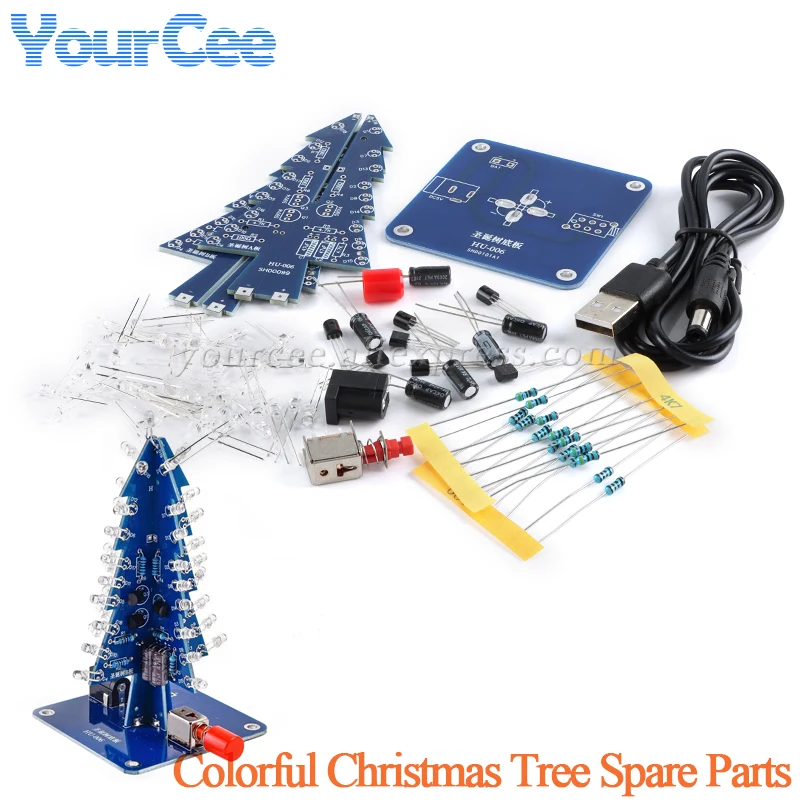 Kit de árbol de Navidad DIY, piezas de producción RGB, árbol de Navidad colorido 3D, circuito de Flash LED, práctica de soldadura, traje de aprendizaje - imagen 2