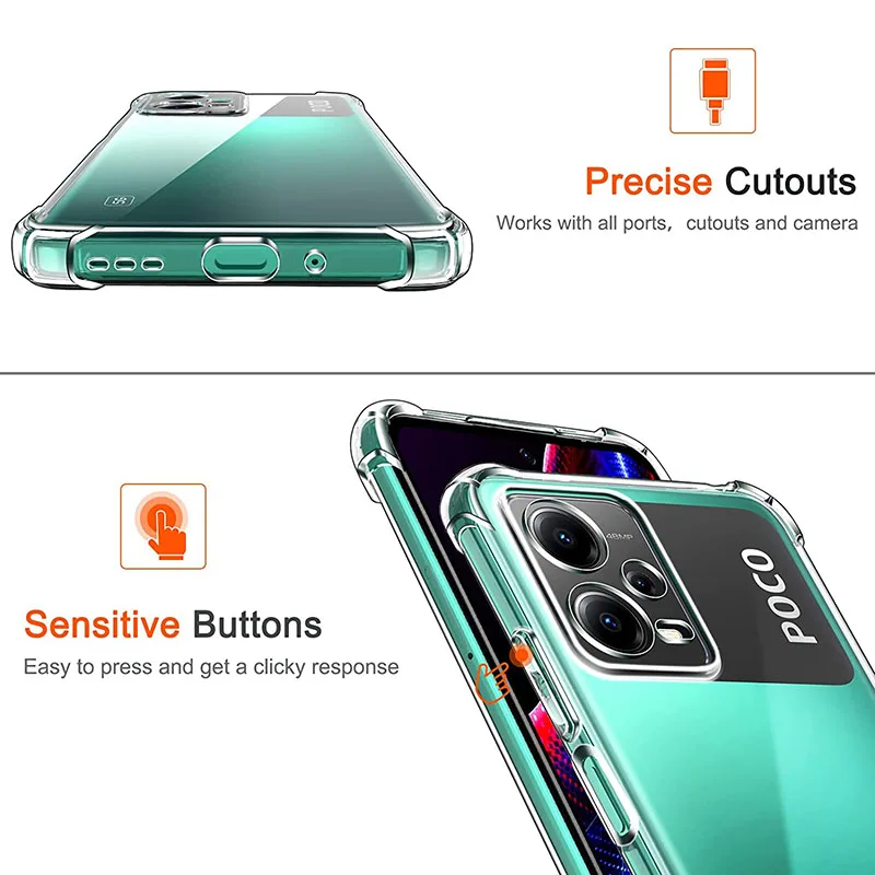 Funda de teléfono para POCO C75 C65 C71 X7 X6 M6 F6 F5 F7 Pro X5 X3 F3 F4 GT, funda trasera suave ultrafina transparente a prueba de golpes de TPU - imagen 4