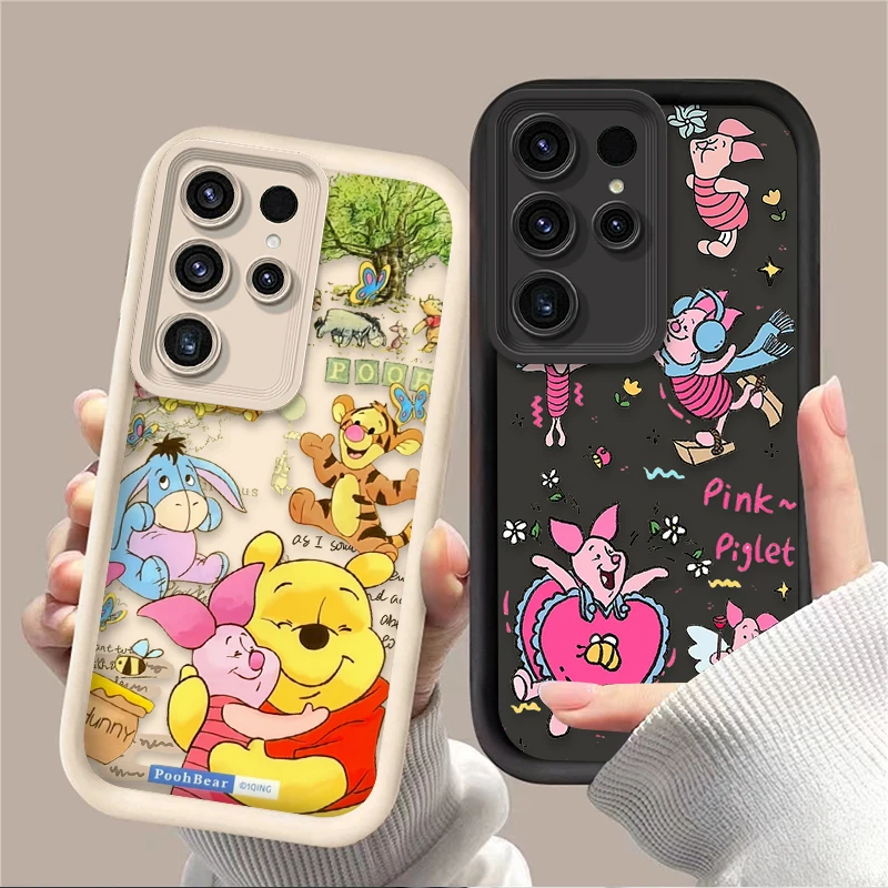 Funda de silicona Disney Winnie Pooh Piglet para Samsung Galaxy S25 S24 S23 Ultra S22 S21 Plus FE 5G A54 A34 A14 A73 A53 A33 5G