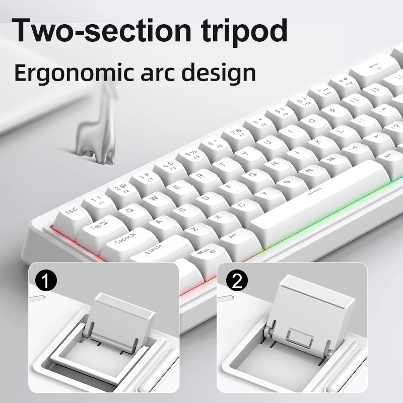 Mini teclado portátil de 60% teclas con cable y luces deslumbrantes RGB, teclado portátil FREEWOLF M68 SE 60% para oficina/juegos - imagen 5