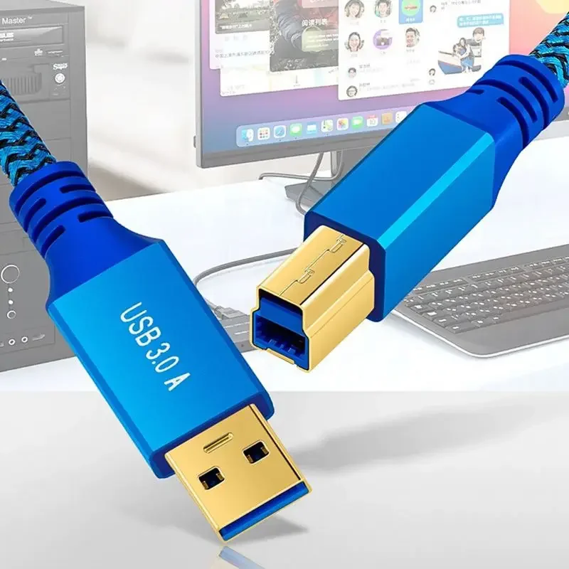 Cable de datos de impresora USB 3,0 A macho A B macho, ordenador de cobre puro, transmisión de alta velocidad, conexión de ordenador, puerto cuadrado de 0,3 m-3m - imagen 2