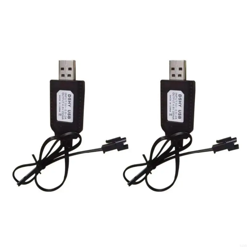 Conjunto 2 4.8V Cable cargador USB con conectores SM2.0 2P con protecciones sobrecargadas para baterías NIMH en y camiones