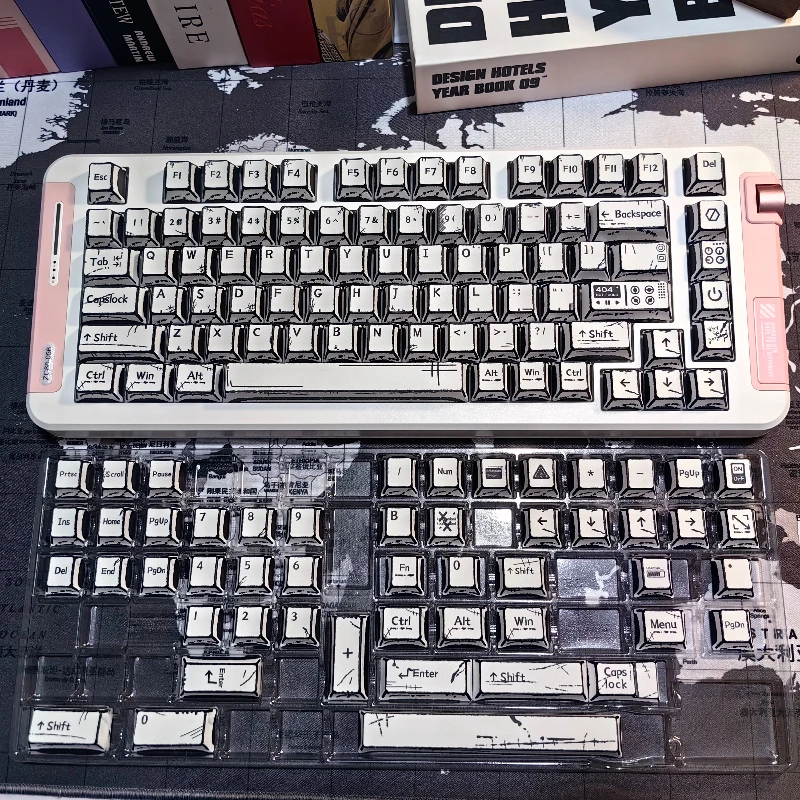 Juego de teclas con tema de Manga blanca diaria de tinta, tapas de teclado PBT, teclas de perfil de cereza personalizadas para accesorios de teclado mecánico