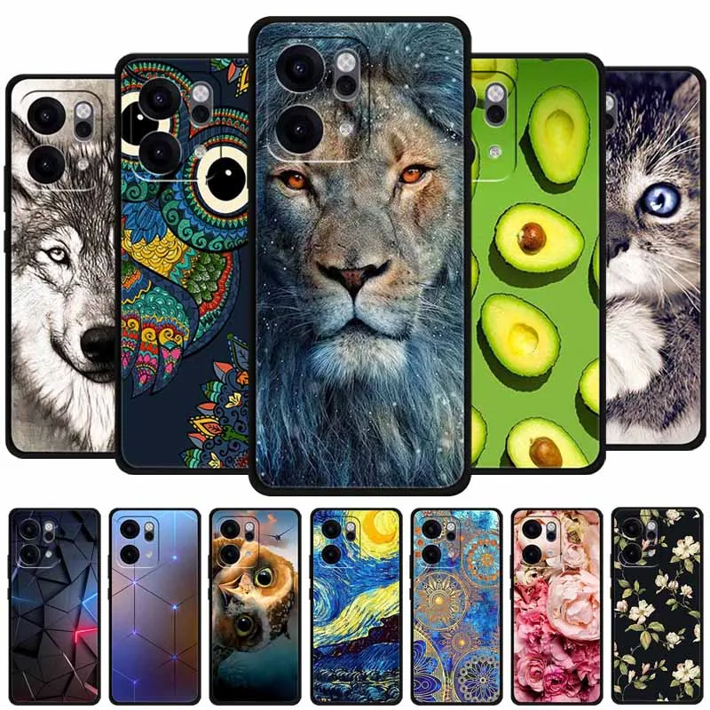 Para Oppo Reno14 Pro 5G funda animales silicona suave TPU fundas de teléfono contraportada para Oppo Reno 14 León a prueba de golpes Cool Wolf Capa