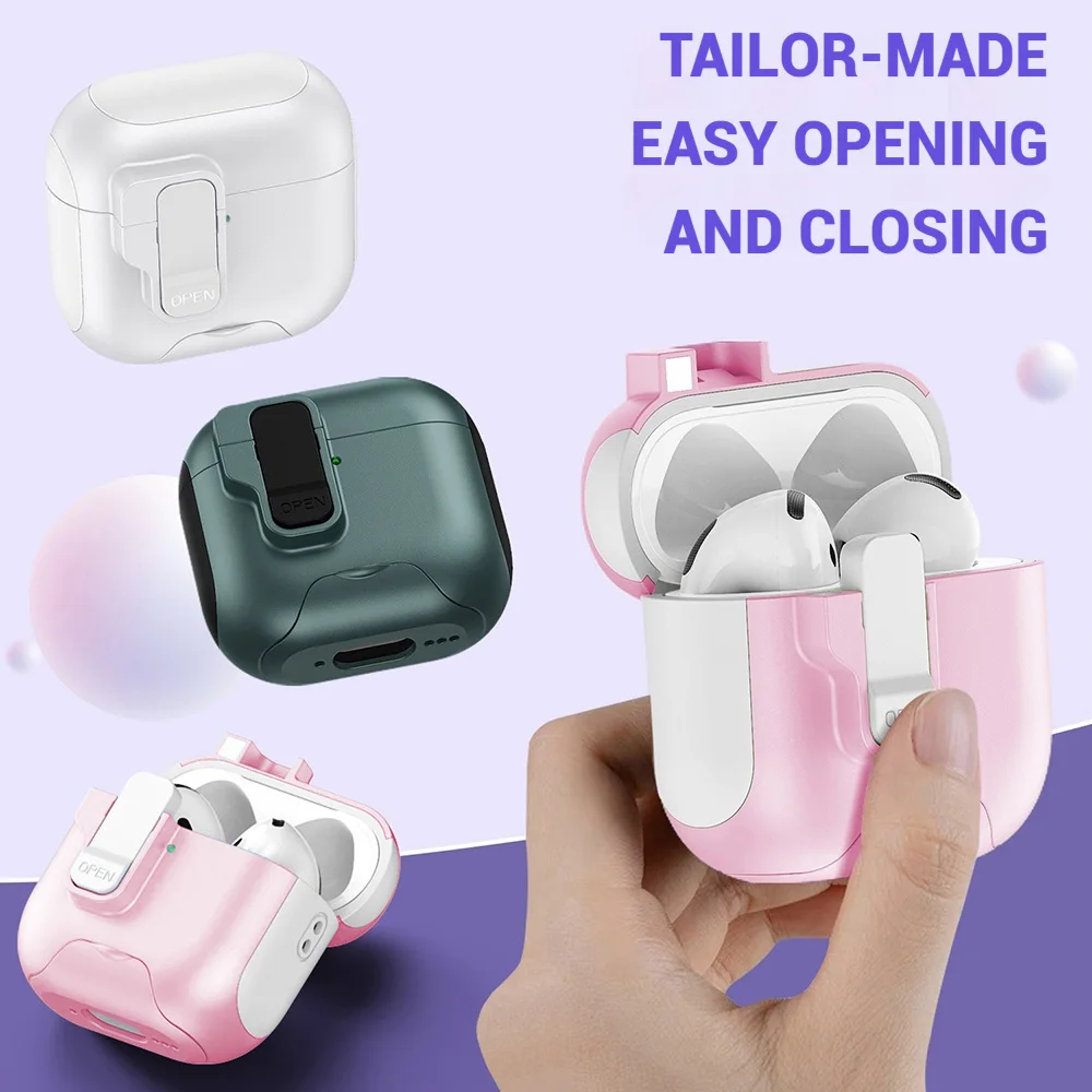 2025 para AirPods 4 3 2 1 funda con bloqueo automático con soporte para teléfono MagSafe funda protectora con cordón para AirPods Pro2 - imagen 3