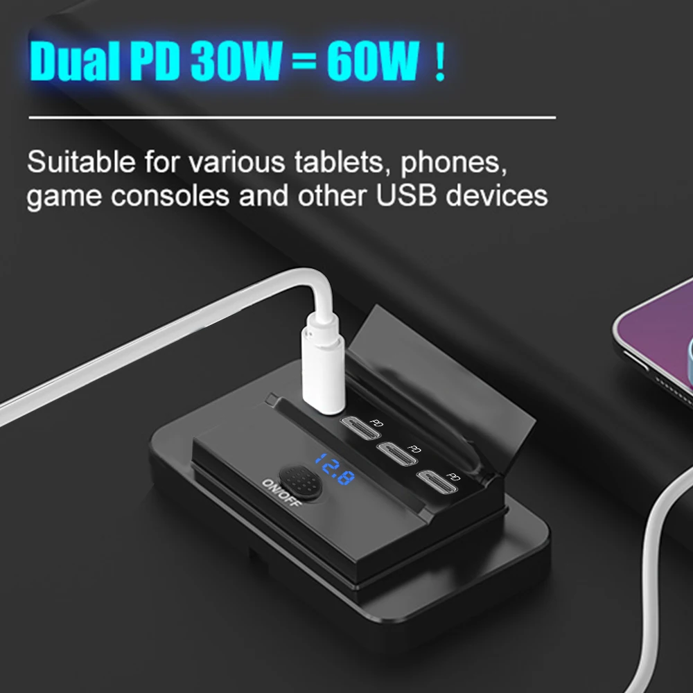 108W 4 puertos 12V RV salida USB 90W PD y QC 3,0 18W puerto cargador de coche accesorios con interruptor de voltaje para coche autobús RV - imagen 5