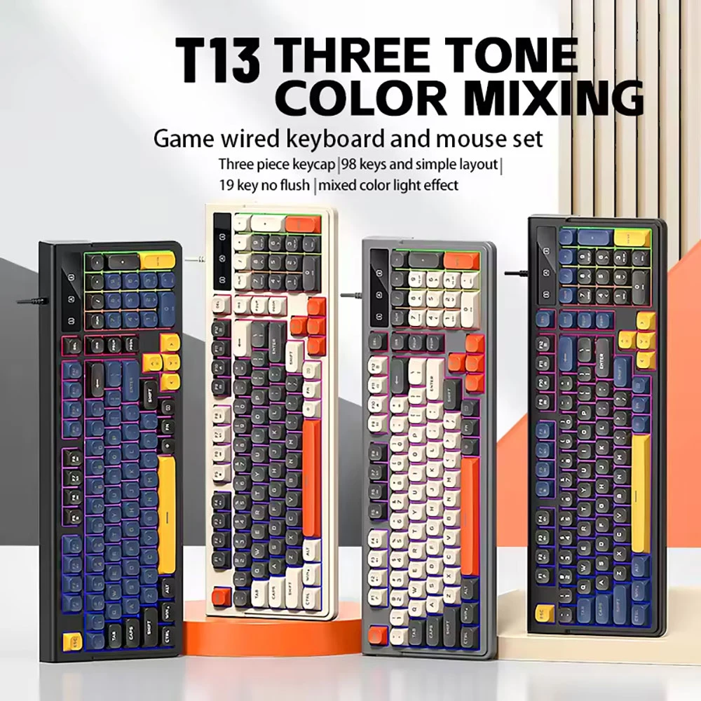 98 teclas de colores mezclados USB con cable para computadora RGB 95% teclados para juegos de membrana - imagen 2